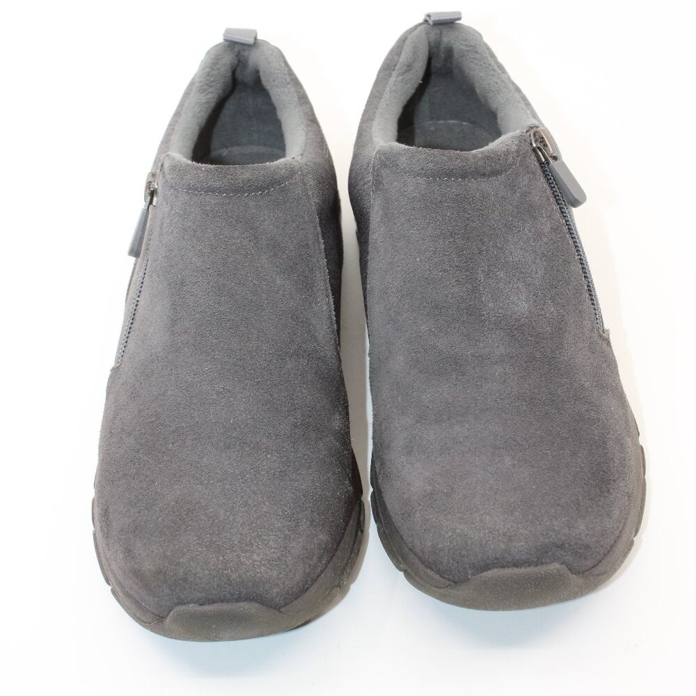 Lands' End Women Shoes SZ 8.5B Gray Side Zipper Padded Cushion Fleece Lined